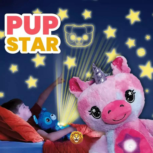 Pup Star - Peluche Fofinho com Projetor de Luzes Hipoalergénico